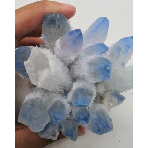 Quality Natural Crystal Quartz Stone Cluster Blue White Phantom Tumbled Stone for Healing