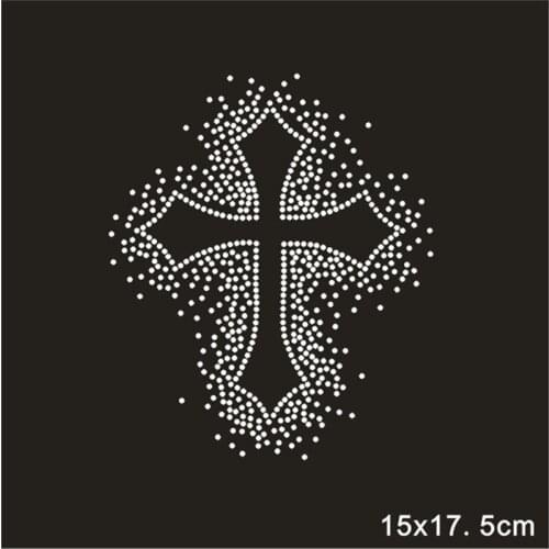 Cross design stone patch sticker applique hot fix rhinestone transfer motifs iron on crystal transfers hot fix iron on