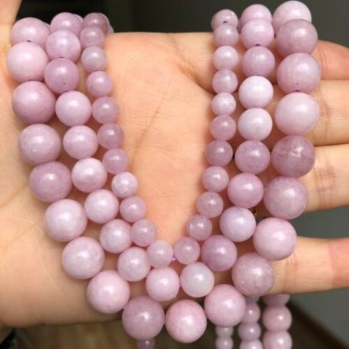 Natural Stone Kunzite Purple Spodumene Beads Round Loose Spacer Beads For Jewelry Making Diy Elegant Bracelet Necklace Earring