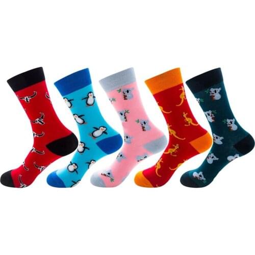 Fashion happy women socks cool fancy teen funky socks crazy design animal fun socks cozy cute koala kangaroo penguin sock novel