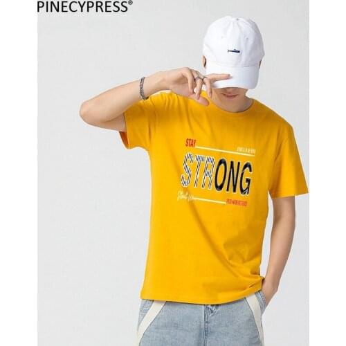 100% Cotton Quality Asian Size Short Sleeve Men T Shirt Fashion Strong Letters Printed Yellow Summer Casual O-neck Man T-shirt