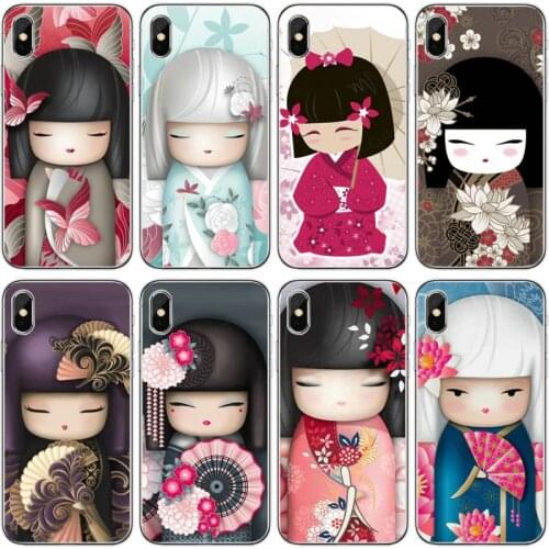 Kawaii Japanese Kokeshi Doll Soft Silicone Phone Case For iPhone 6 6plus 7 8plus 5 5S 5C SE For iPhone X XS XR XS Max