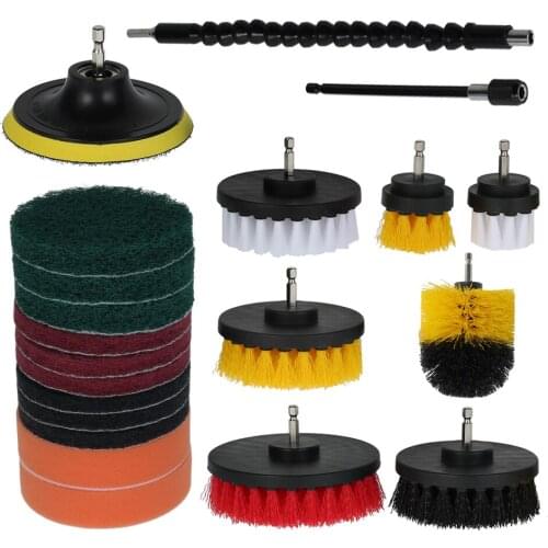 Drill Brush Scrub Pads Electric Drill Cleaning Brush Set Power Scrubber Brush Sponge Cleaning Kit Universal Cleaner Tools