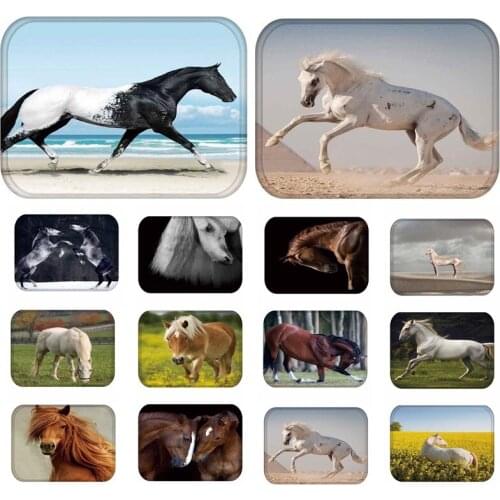 40*60cm Horse Pattern Welcome Anti-Slip Suede Carpet Door Mat Doormat Outdoor Kitchen Living Room Floor Decorative Mat Rug