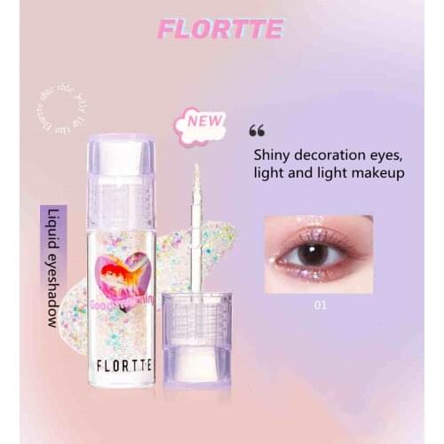 Flortte Heart Attack High Liquid Eye Shadow Shimmer Glitter Sequins Shine Brighten Lying Silkworm Highlighter Eye Makeup