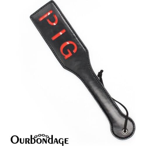 Ourbondage 3 Colors PU Leather Paddle with Fouet Pig Logo for Adult Sex BDSM Spanking Toys For Men Women and Couples