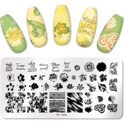 PICT YOU Nail Stamping Plates Flower Pictures Stamping Template Nail Design Stainless Steel Nail Art Image Plate Stencil Tools
