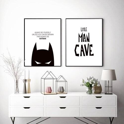 Boys Gift Painting Little Man Canvas Print Black and White Wall Art Picture and Print for Baby Kids Room Decor