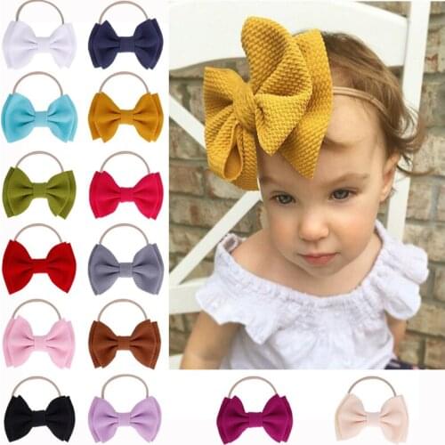Pudcoco 2020 Big Bow Headband Hairband Solid Girls Baby Knotted Turban Head Wraps Elastic 14 Colors