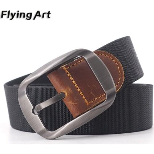 Canvas Belts Men NewGenuine Leather For Men Business Casual Male Luxury Waistband High Quality Pin Buckle Military Belts Jeans