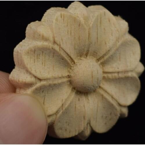 Retro Vintage Unpainted Wood Carved Decal for Furniture Cabinet Unpainted Wooden Mouldings Decal Decorative Figurine