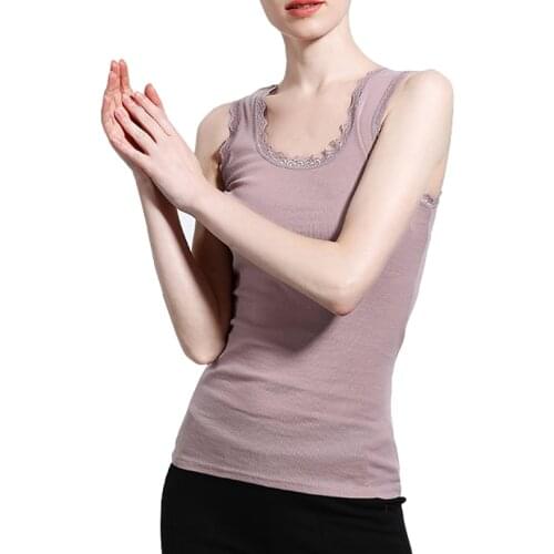 Elifashion Korean Style Slim Female Shoulder Comfortable New Cotton Lace Brim Vest Halter Blouse Women Camisole