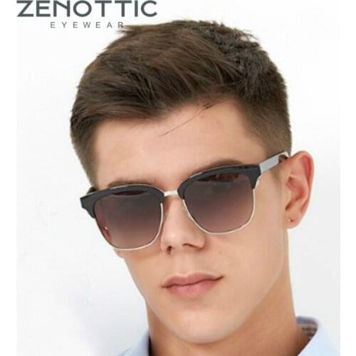 ZENOTTIC Brand Design Half Frame Polarized Sunglasses Men Women Vintage Metal Square Driving UV400 Goggle Shades Sun Glasses