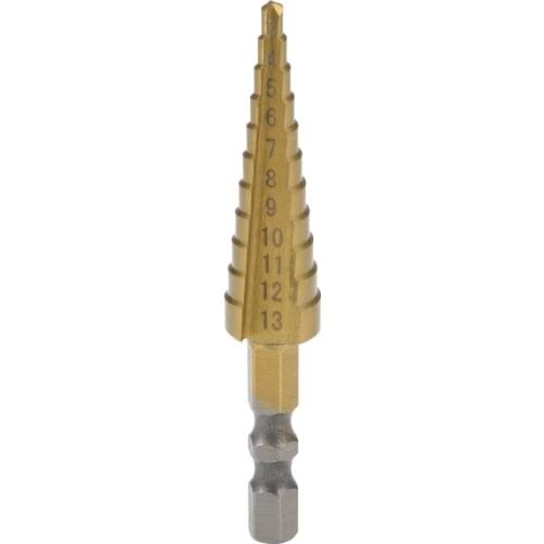 Uxcell Step Drill Bit HSS 3mm to 13mm 11 Sizes Titanium Coated Straight Flutes Hex Shank for Metal Wood Plastic