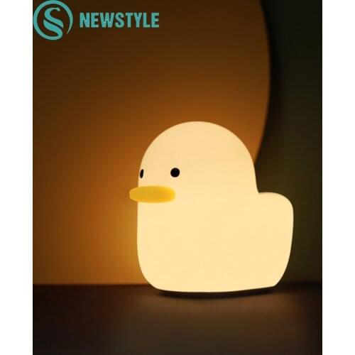 Lovely Duck Led Night Light Silicone Cartoon Timing Bedroom Bedside Lamp Baby Companion Sleeping Lights Kids Holiday Gifts