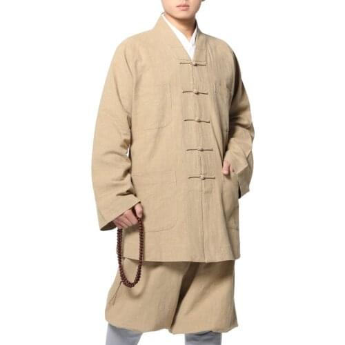 Unisex high-grade Ramie Buddhist shaolin monk clothing zen kung fu costumes buddha lay meditation suits green/khaki/gray