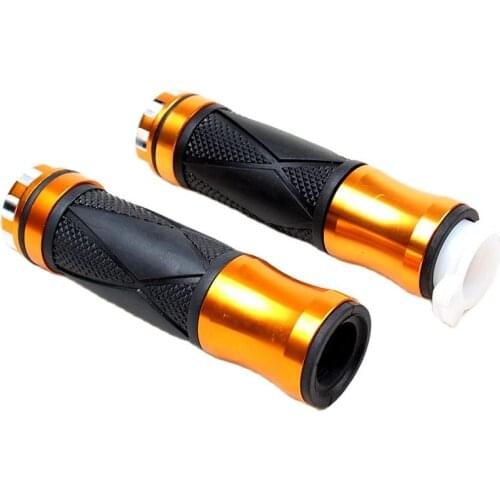 LMoDri Universal Motorcycle Handlebar Grips 7/8" 22mm Handle Bar End Aluminum Rubber Good Quality Gold
