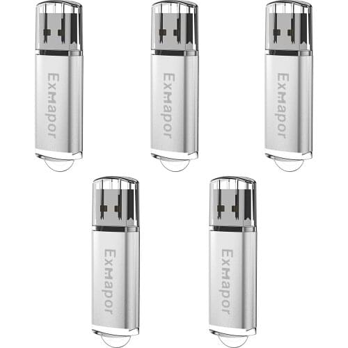 5 Pack USB Flash Drive 32GB Flash Memory Stick with Cap 16GB 8GB Pendrive 4GB Jump Drive for Computer Mac usb 2.0 Device Silver
