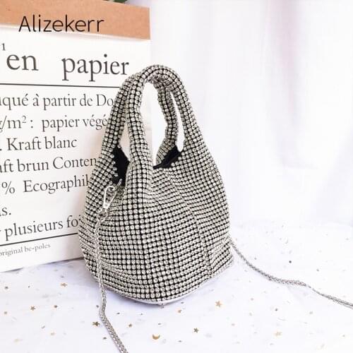 Shiny Diamonds Evening Clutch Bag Women Korean Soft Rhinestone Purse Ladies Top Quality Chain Crystal Shoulder Bags Dinner Party