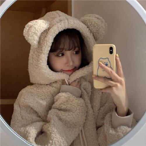 Women Hoodies Sweatshirts Autumn and Winter Large Size Bear Coat Sweatshirt Womens Loose Top Wear Womens Clothing Ropa Mujer