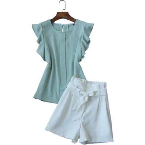 2 piece set women summer new fashion suit female temperament commuter herringbone vest with five-piece pants two-piece set