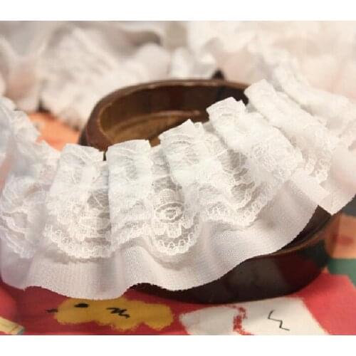 1Yards Embroidery Lace Trims Ribbon High Quality Chiffon Lace Fabric 5cm Guipure Lace Fabric Laces Applique dentelle ruban LP10