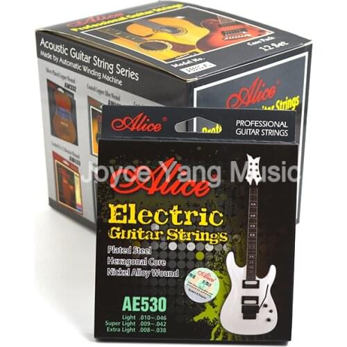 12 Sets Alice AE530-L/SL/XL Electric Guitar Strings Plated Steel Hexagonal Core Nickel Alloy Wound Gold-Plated Ball-End Strings