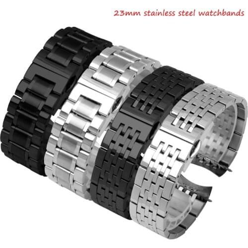 23mm Stainless steel black metal bracelet replacement steel strap mens wristband for luminox