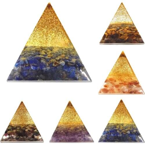 5cm Orgonite Pyramid Natural Crystal Amethyst Lapis Lazuli Stone Sphere Energy Healing Reiki Chakra Multiplier Kawaii Room Decor