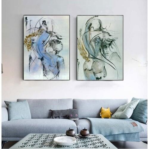 Abstract Sexy Canvas Painting Women And Man Body Poster Wall Art Pictures Home Decoration for Bedroom Unframed Print