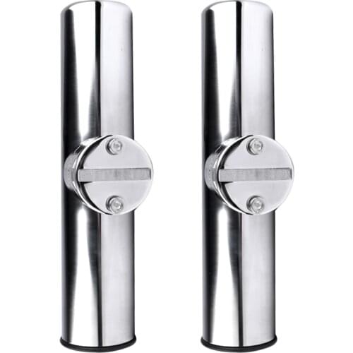 2pcs Big Clamp Fishing Rod Holder Marine Stainless Steel Clamp On Fishing Rod Holder Adjustable For 1"-1-1/4"