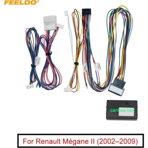 FEELDO Car 16pin Audio Wiring Harness With Canbus Box For Renault Megana II (2002–2009) Aftermarket Stereo Installation Wire Ada