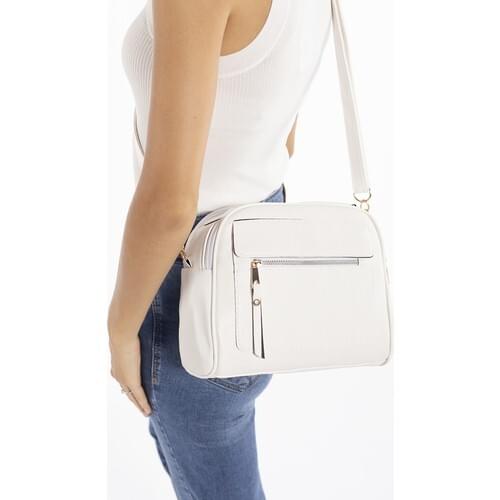 White Women 'S Multi-Compartment Shoulder Bag Cross Bag And Hand Bag