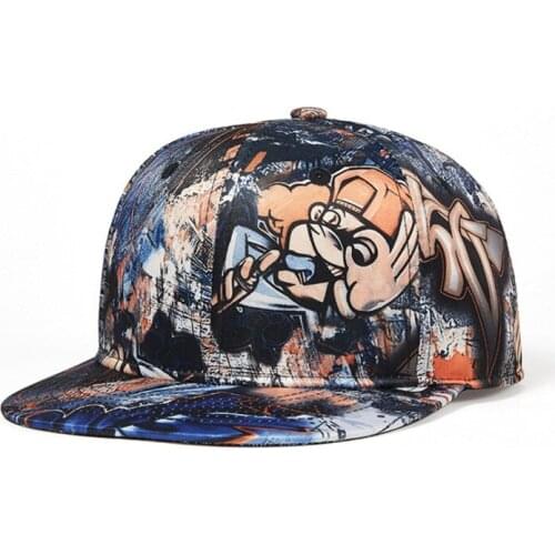 Baseball cap hip hop cap snapback hat female 3D graffiti flat edge hip hop hat mens hat cartoon pattern bucket hat 2021
