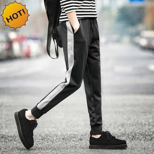 HOT 2020 Summer binding off trousers foot trousers Hip hop men harem Side Strip youth movement leisure sweatpants
