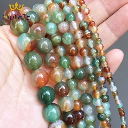 Natural Stone Beads Smooth Peacock Agates Round Loose Beads For Jewelry Making DIY Bracelet Charm Accessories 15'' 4/6/8/10/12mm