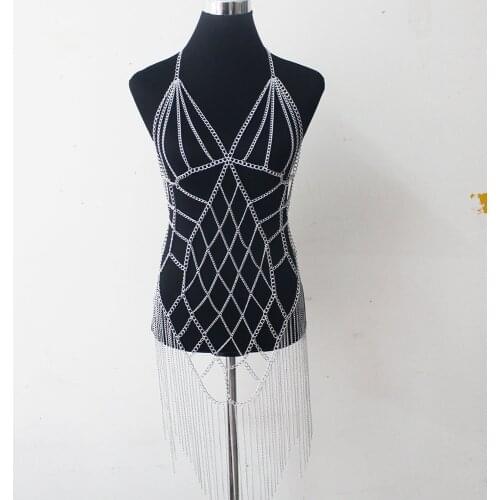 New Fashion Sexy Lady Body Chain Metal Long Tassel Body Chain Clothing party girl stage dance wear