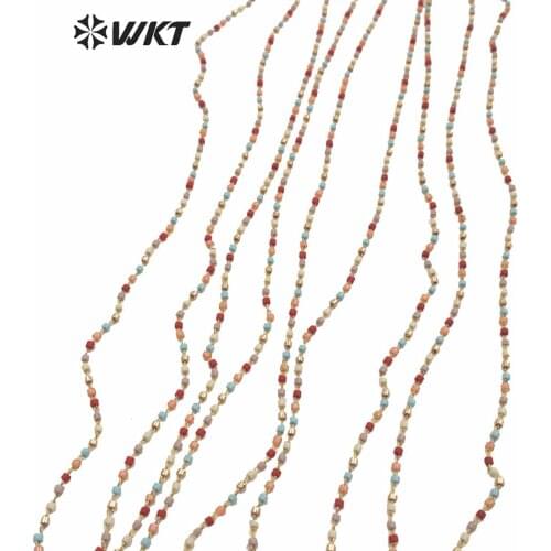 WT-RBC153 New Arrival Miyuki Bead Chain Multi-color Bead Gold Plated Chain For Women Necklace/Bracelet