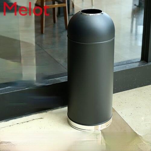 Bullet Trash Can Commercial Coffee Tea Shop Restaurant round Stainless Steel Hotel Vertical Tube