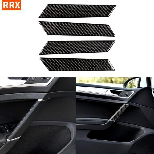 For VW Golf 7 GTI R GTE GTD Mk7 2013-2017 Carbon Fiber Armrest Panel Cover Side Door Control Accent Sticker Trim Car Styling