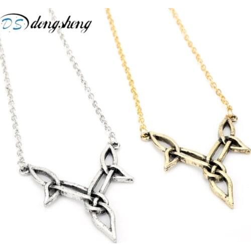 Dongsheng Large Celtics Cross Pendant Necklace Irish Celtics Knot Art Necklace Unique Design Talisman Amulet Pendant Jewelry