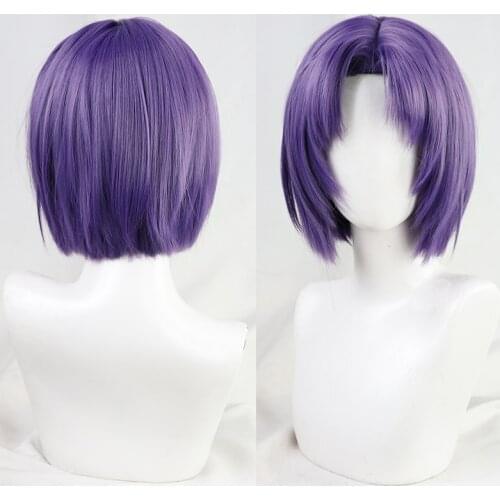 Violet Purple Kawaii Lolita Wig Harajuku Short Straight Hair Middle Part Adult Chic Girls Women Cosplay Daily Wear