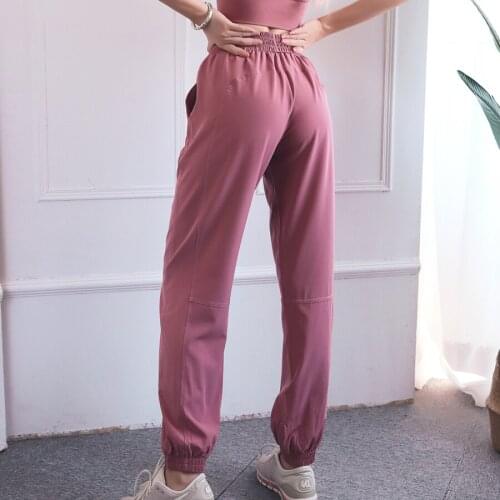 Pocket Sports Pants Yoga Women High Waist Loose Running Gym Pants Ladies Quick Dry Patchwork Fitness Training Trousers Female