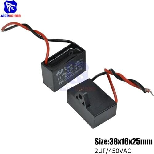 Diymore CBB61 AC 450V 2μF±5% Capacitance 50/60Hz 2 Wires Running Capacitor for Air Conditioner Fan Motor