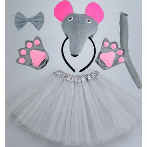 Adult Child Animal Mouse Rat Cosplay Costume Props for Birthday Party Carnival Halloween Christmas - Headband Tail Tie Skirt Paw