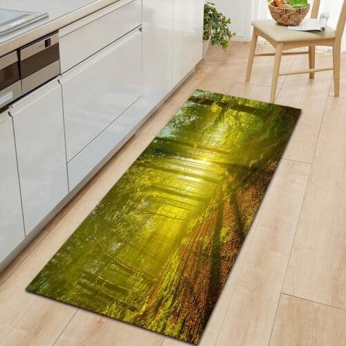 Jungle Green Tree Entry Mat Kitchen Bathroom Non-Slip Mat Bedroom Living Room Strip Carpets