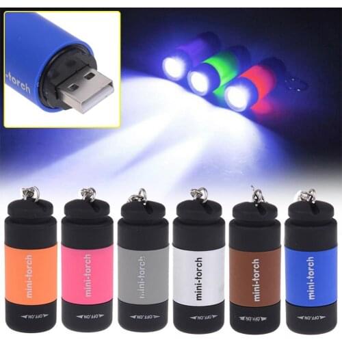 Hot Sales Mini Waterproof USB Rechargeable LED Flashlight Lamp Pocket Keychain Torch Light