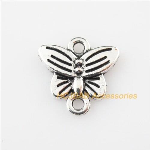 Fashion 15Pcs Tibetan Silver Color Animal Butterfly Charms Pendants Connectors 14mm