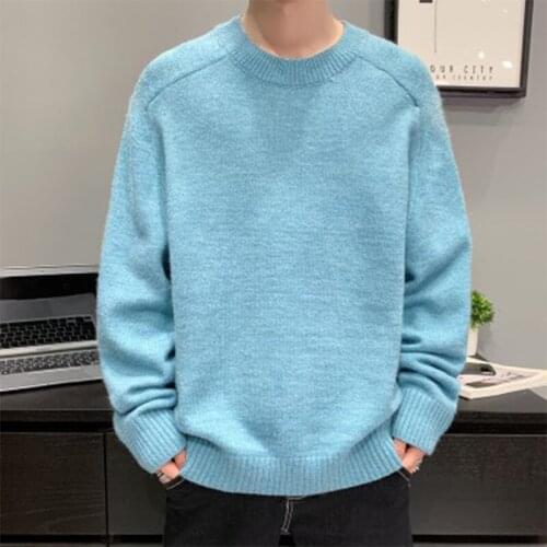 2020 Autumn and Winter New Mens Sweater Casual Solid Color Pullover Fashion Loose Warm Mens Clothing 3XL