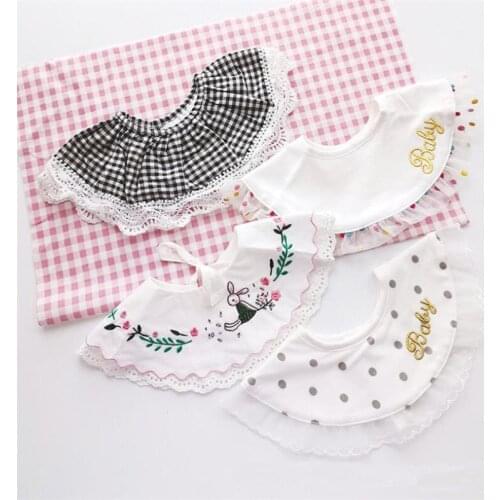 Hot Adjustable Newborn Baby Boy Girl Bib 100% Cotton Embroidery Bib Baby Round Feeding Bib Infant Baby Accessories